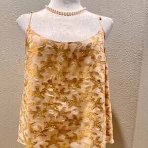 Lilly Pulitzer Graycee Top Gold Sequin Starfish, Size L